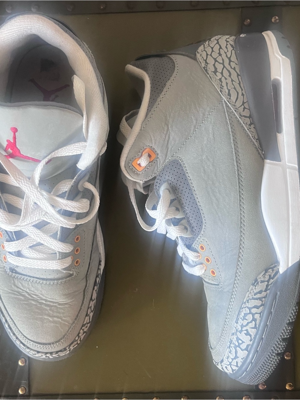 Jordan Retro Sneakers Gray with Pink and Orange Accents